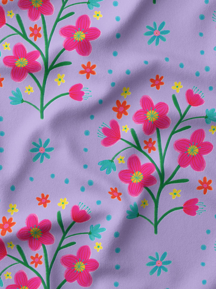J&amp;J French Terry Desert Flowers flieder extrabreit