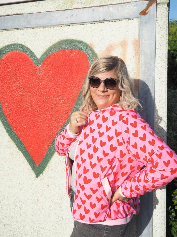 J&amp;J Viskose Cross my Heart rosa