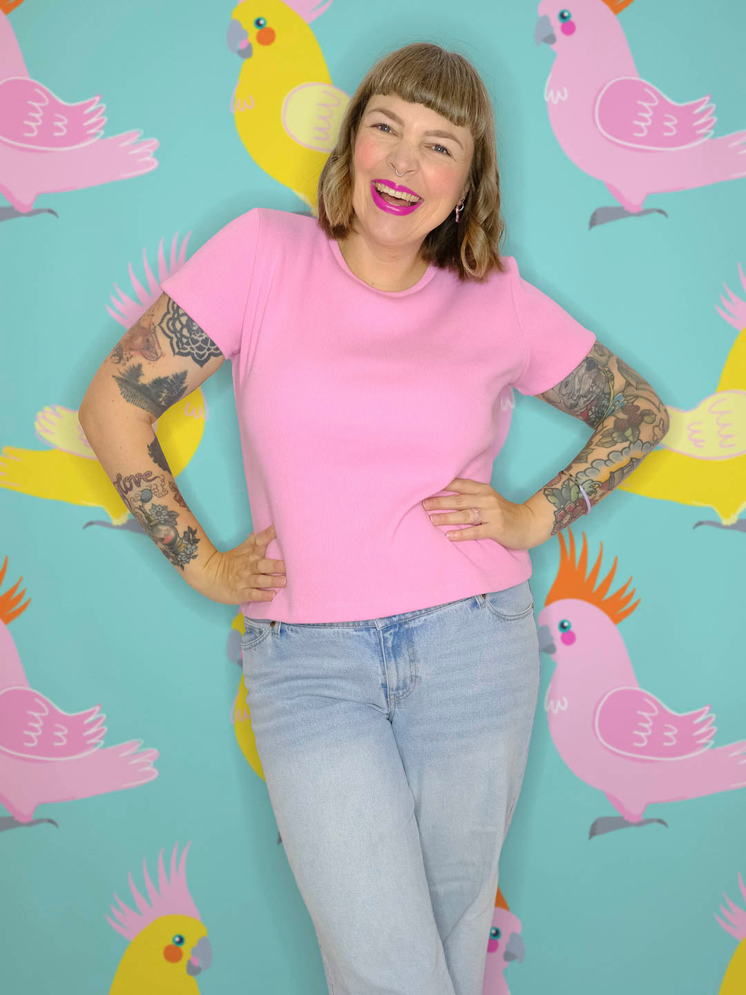 J&amp;J Bio Rippjersey candy rosa | Bündchenstoff schwer