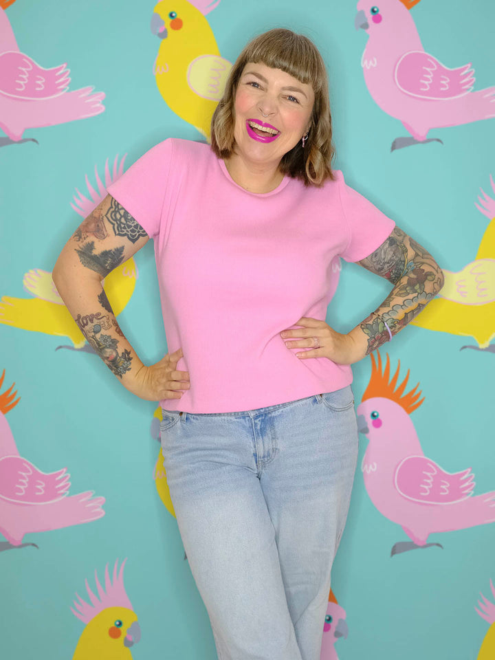 J&amp;J Bio Rippjersey candy rosa | Bündchenstoff schwer