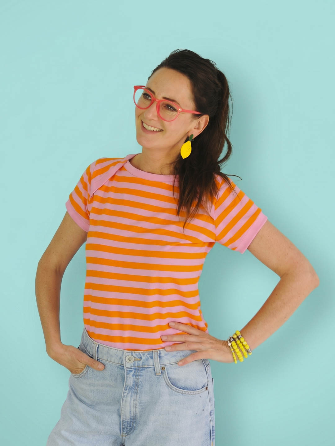 J&amp;J Bio Jersey Ringelz candy rosa orange