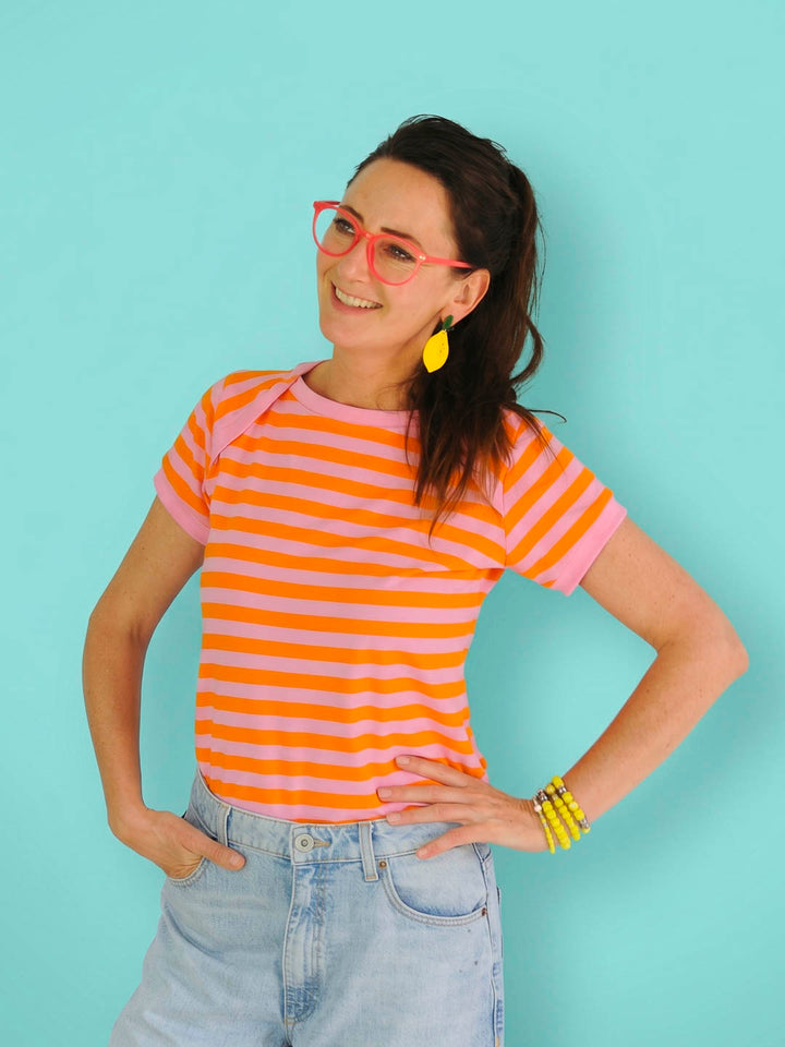 J&amp;J Bio Jersey Ringelz candy rosa orange