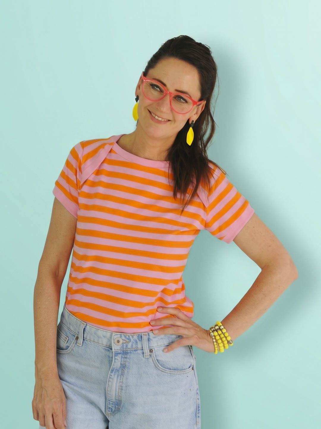 J&amp;J Bio Jersey Ringelz candy rosa orange