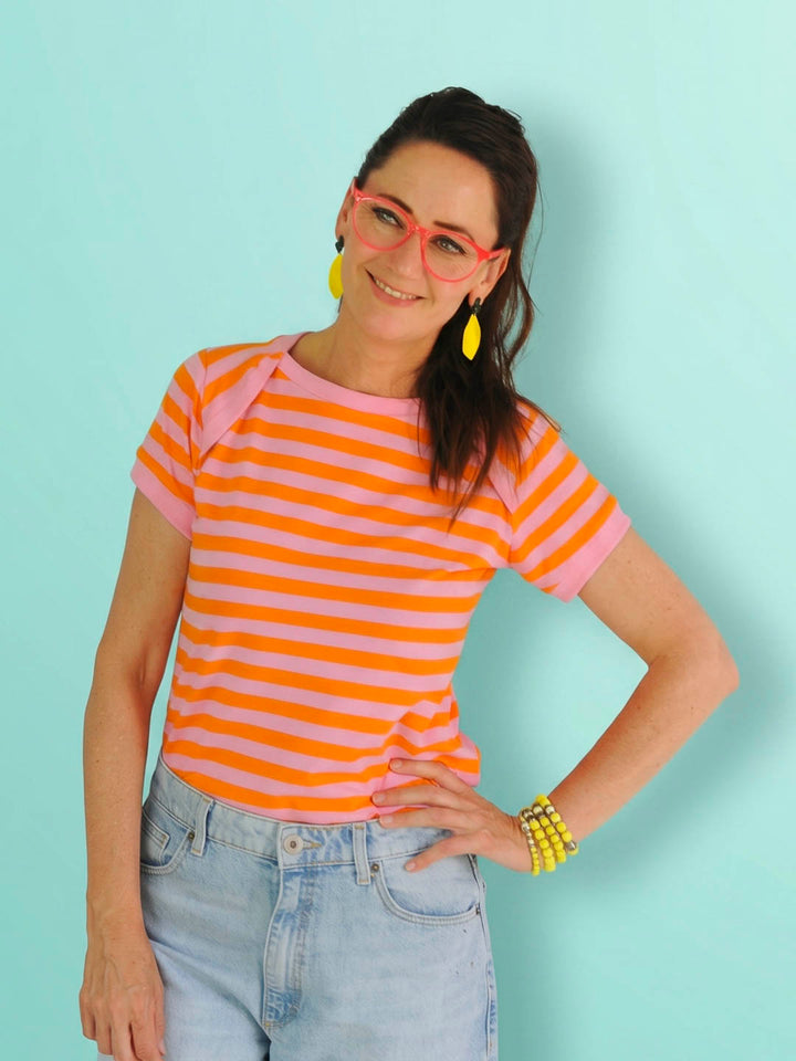 J&amp;J Bio Jersey Ringelz candy rosa orange