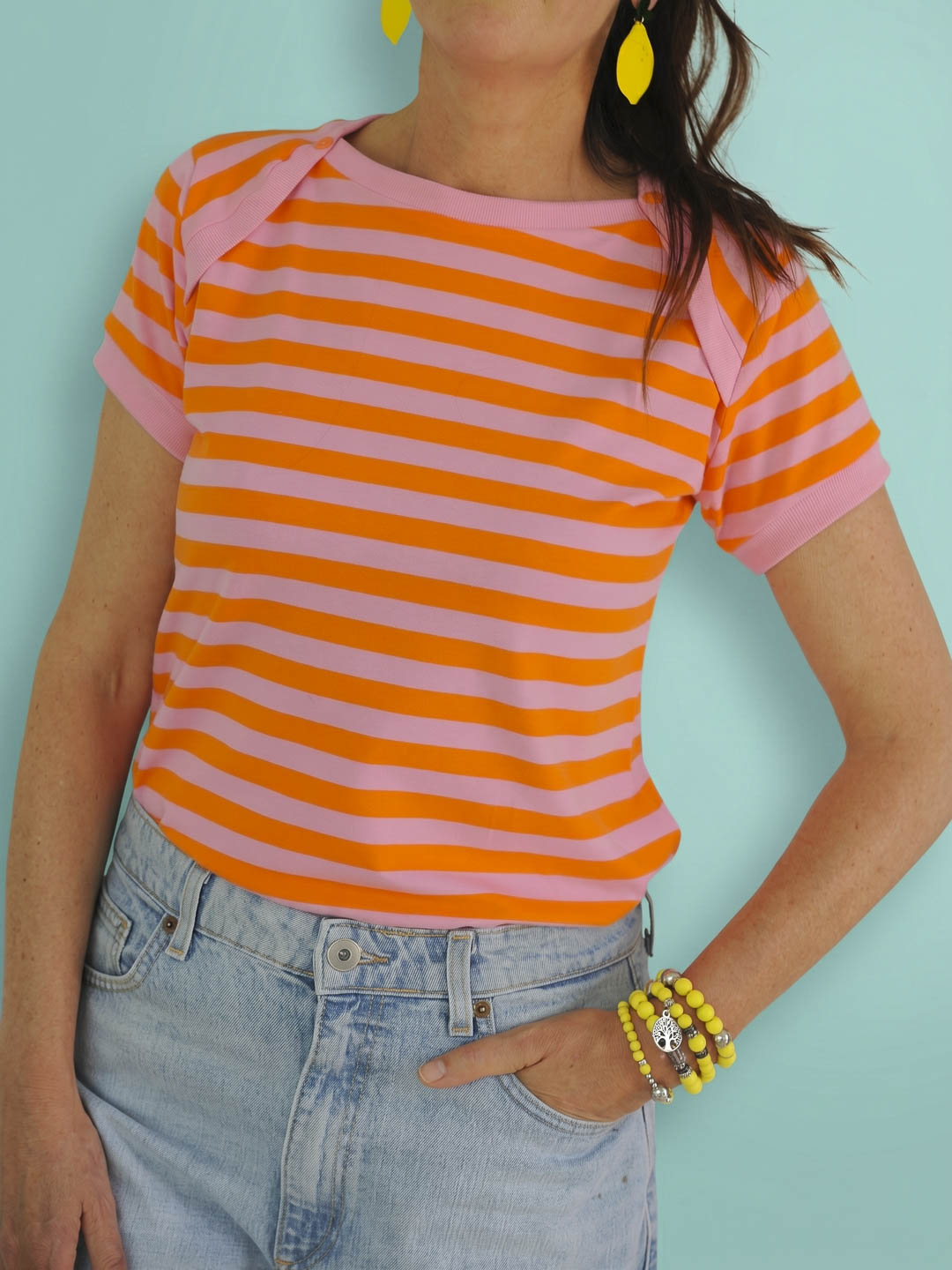 J&amp;J Bio Jersey Ringelz candy rosa orange