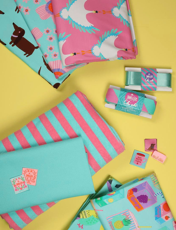 J&amp;J Bio Stretch Frottee Ringelz flamingo - mint