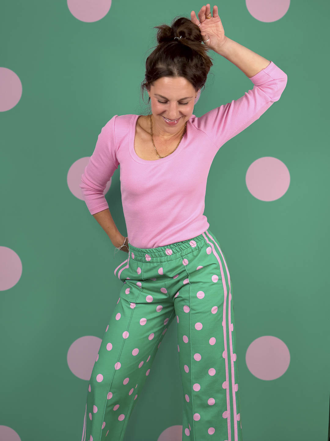 J&amp;J Bio French Terry Dotty springgreen