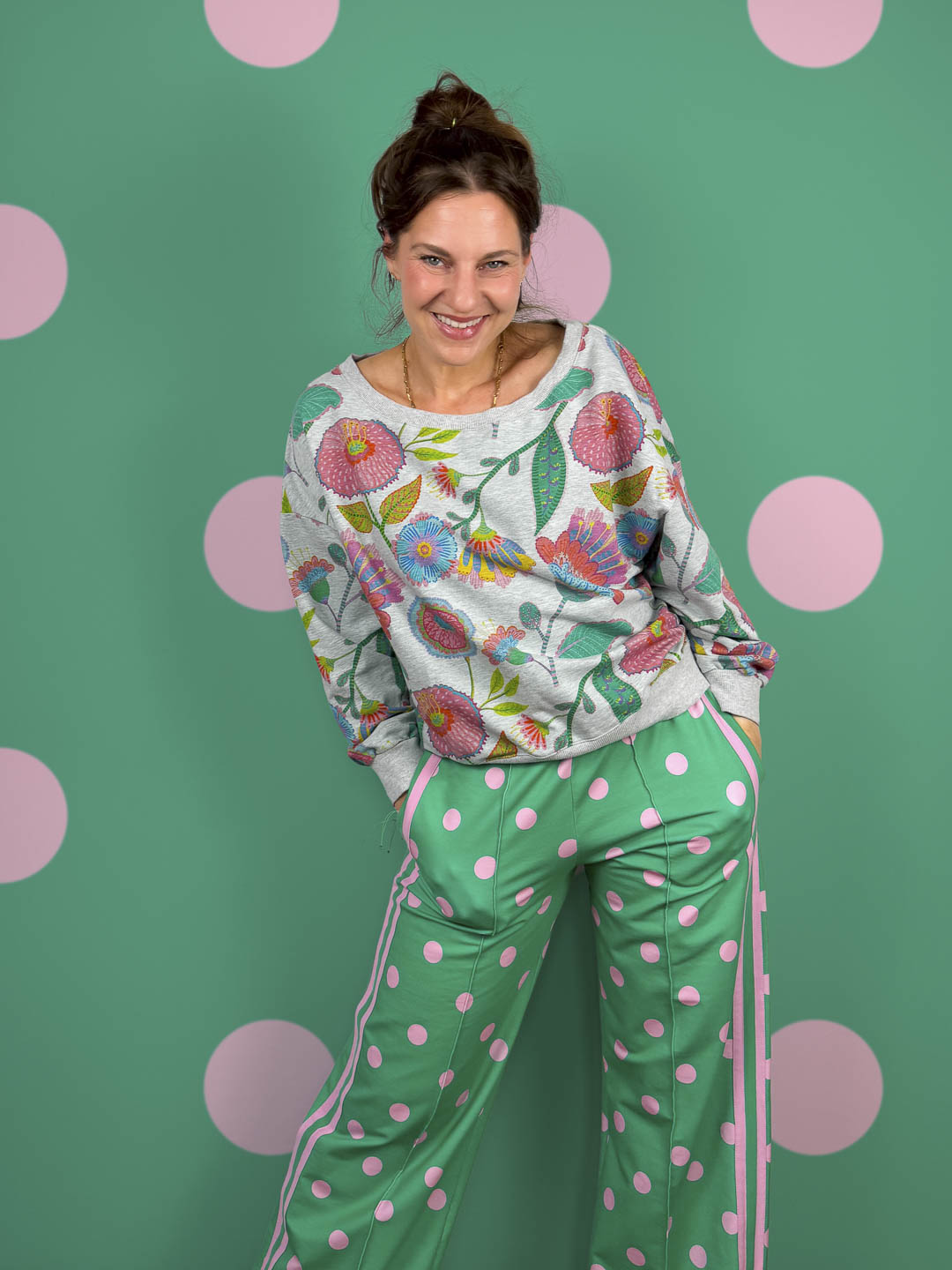 J&amp;J Bio French Terry Dotty springgreen