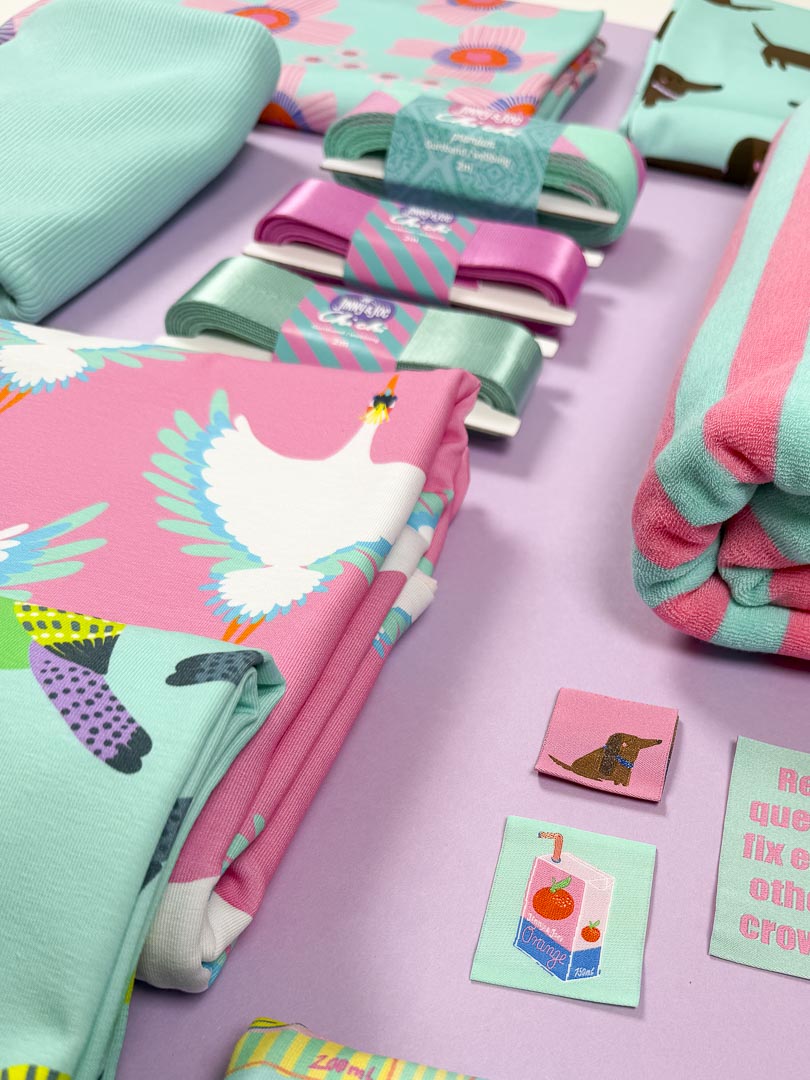J&amp;J Bio Stretch Frottee Ringelz flamingo - mint