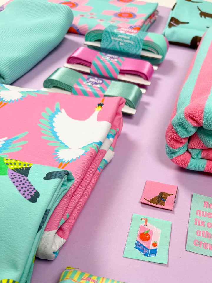 J&amp;J Bio Stretch Frottee Ringelz flamingo - mint