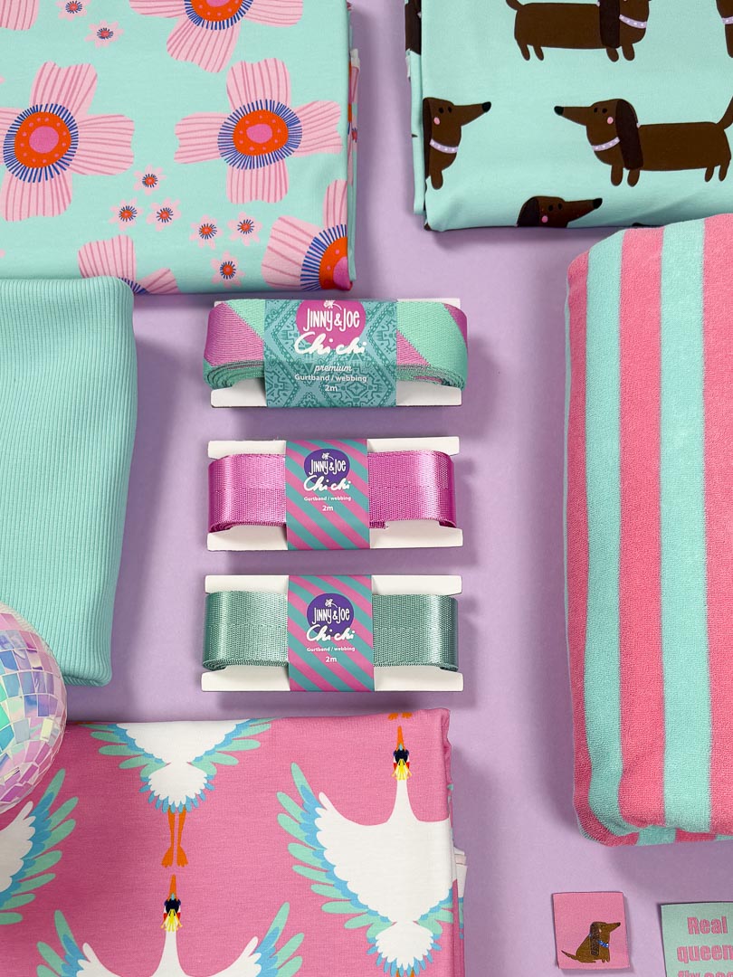 J&amp;J Bio Stretch Frottee Ringelz flamingo - mint