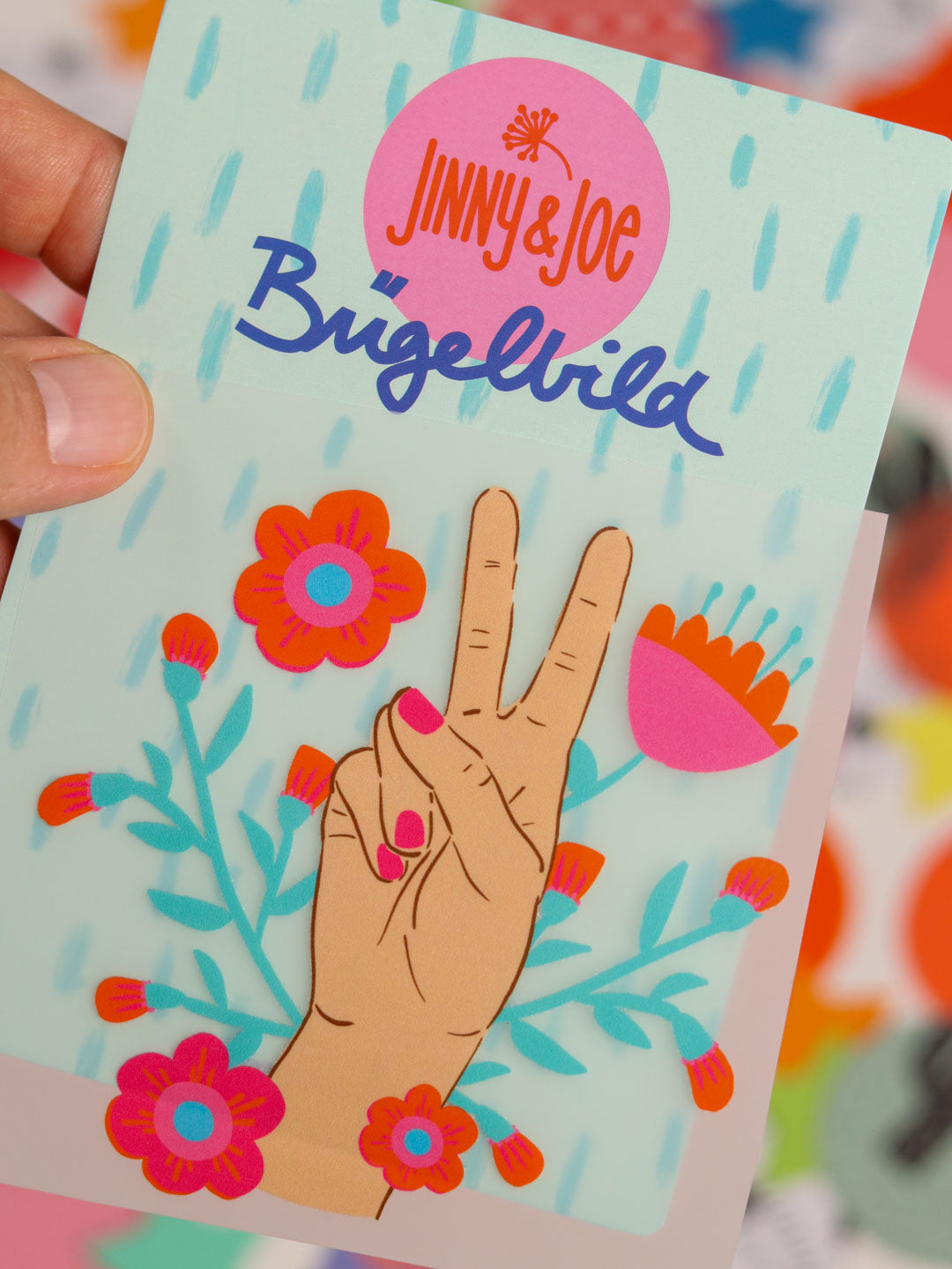 J&amp;J Bügelbild Hands Peace