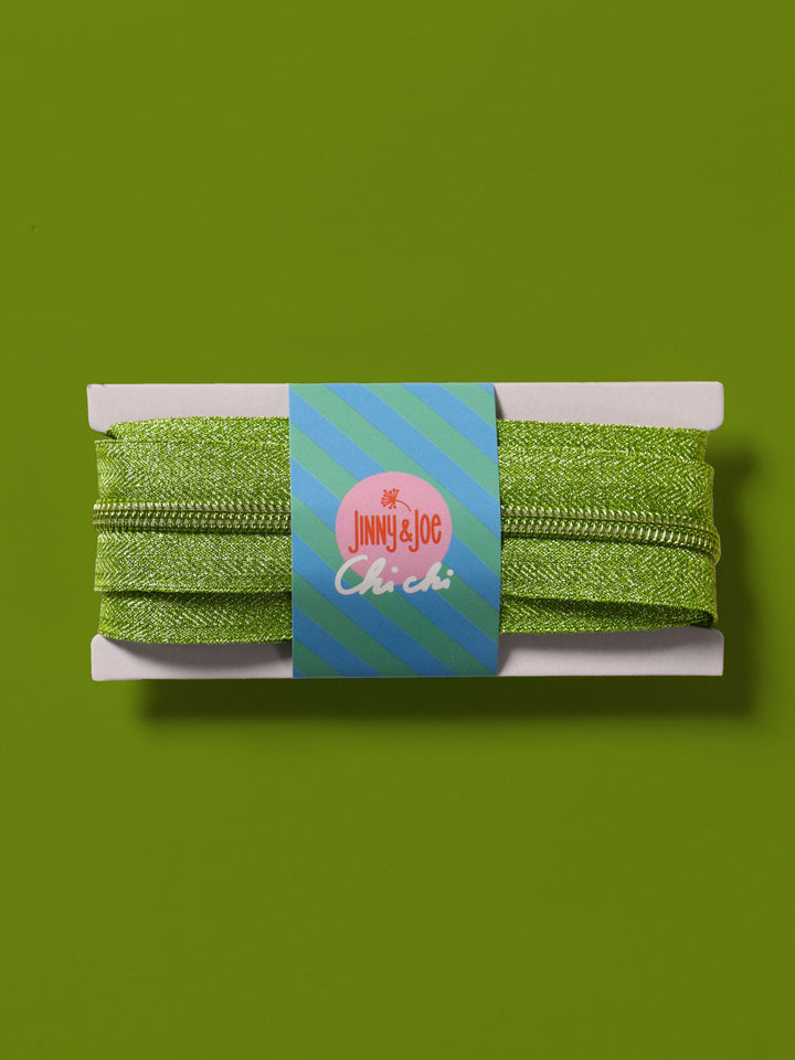 J&amp;J Zipper Reißverschluss metallisiert kiwi