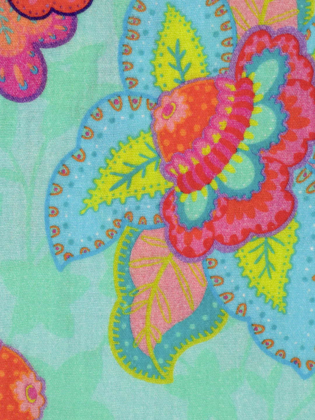 J&amp;J Musselin Fabulous Flowers aqua