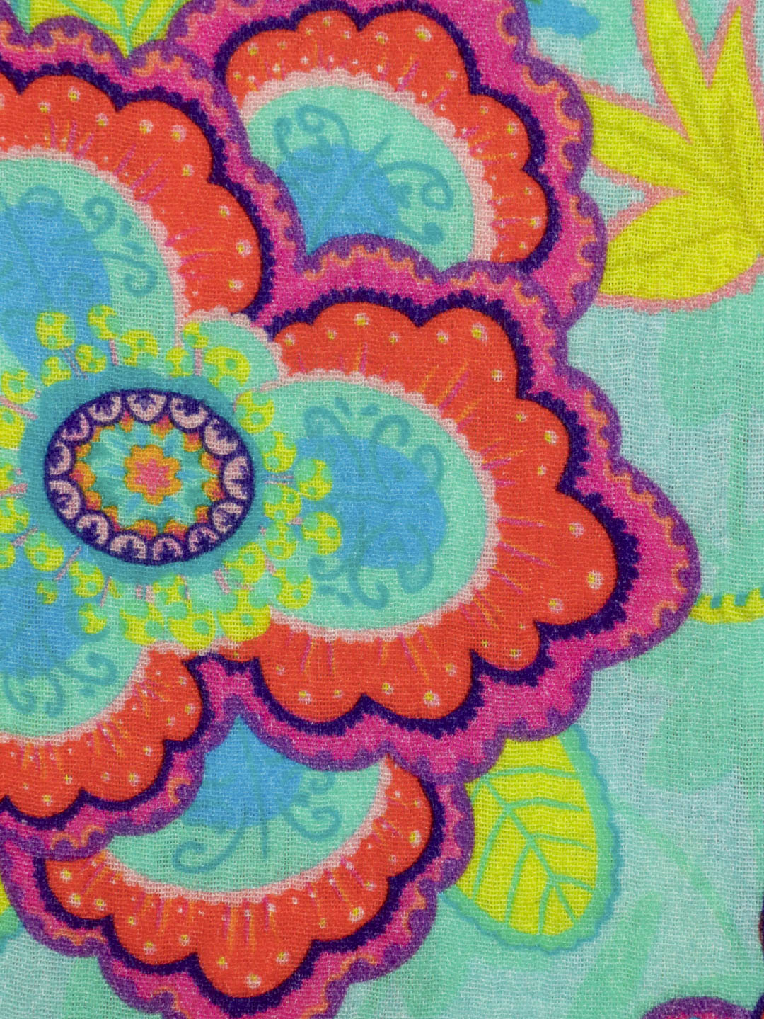 J&amp;J Musselin Fabulous Flowers aqua