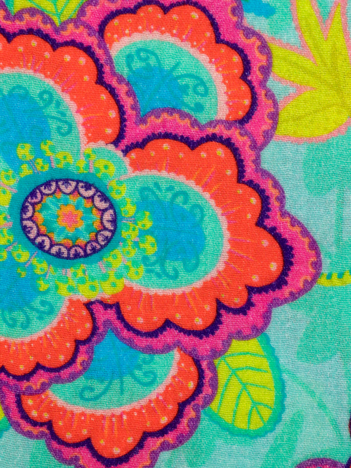 J&amp;J Musselin Fabulous Flowers aqua