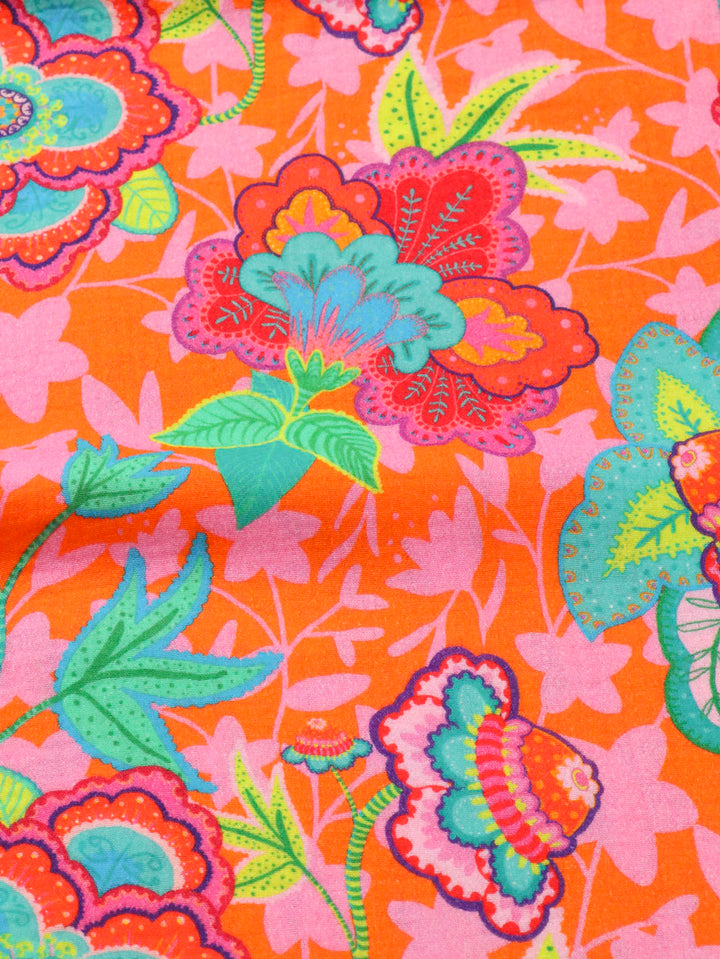 J&amp;J Musselin Fabulous Flowers orange
