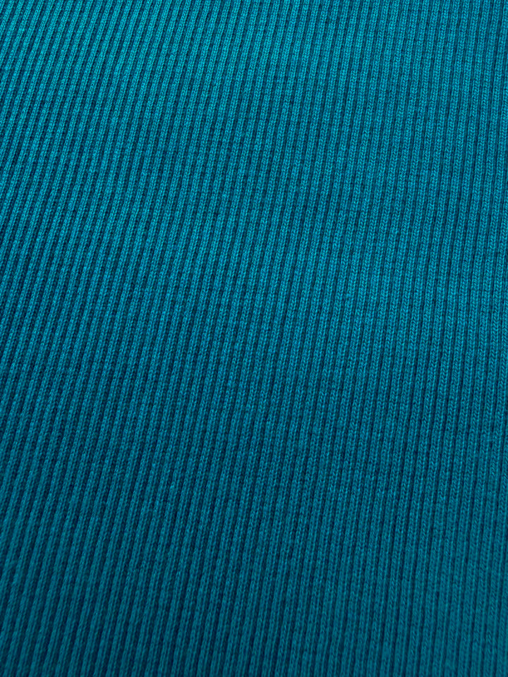 J&amp;J Bio Rippjersey hellpetrol | Bündchenstoff schwer