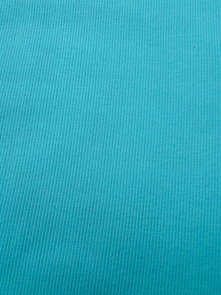 J&amp;J Bio Rippjersey helltürkis | Bündchenstoff schwer