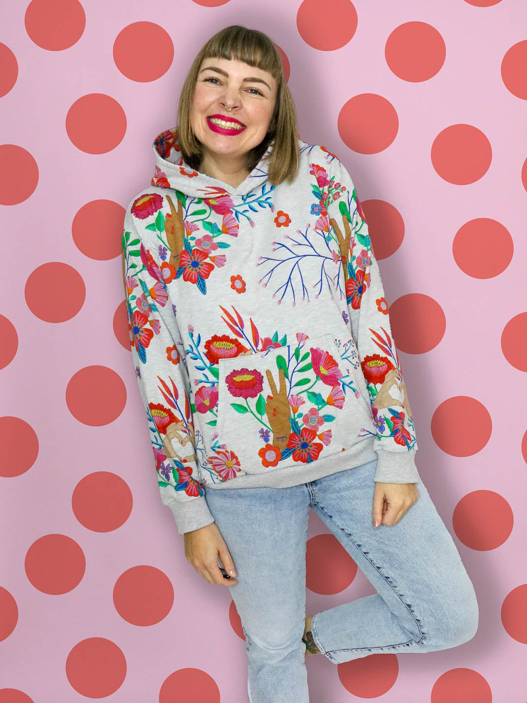 J&amp;J French Terry Bundle Sisterhood grau melange