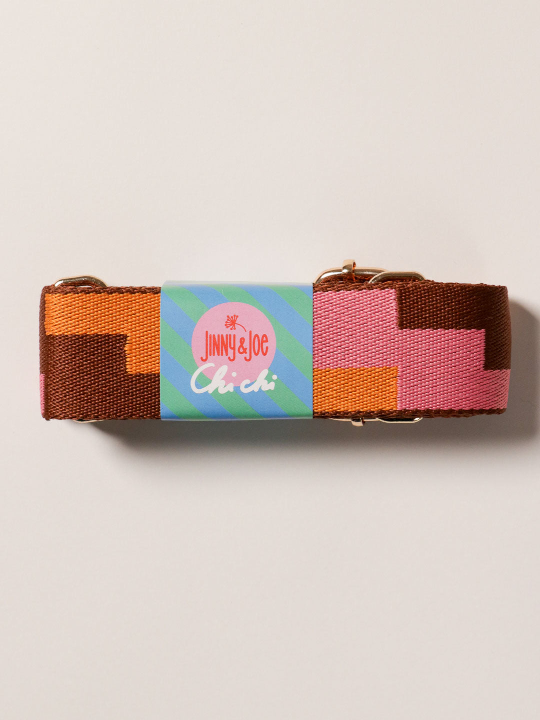 J&J Taschengurt Blocks Braun Orange Pink