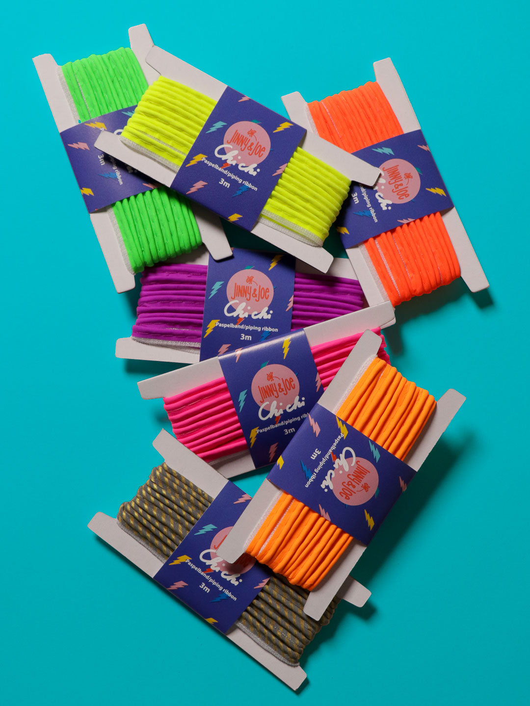J&amp;J Paspelband Glow neon lila