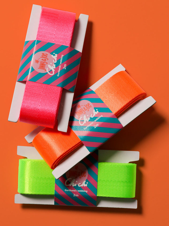 J&amp;J Gurtband Shiny fishbone 38mm neon orange