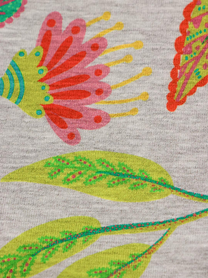 J&amp;J French Terry Paradise Petals grau melange