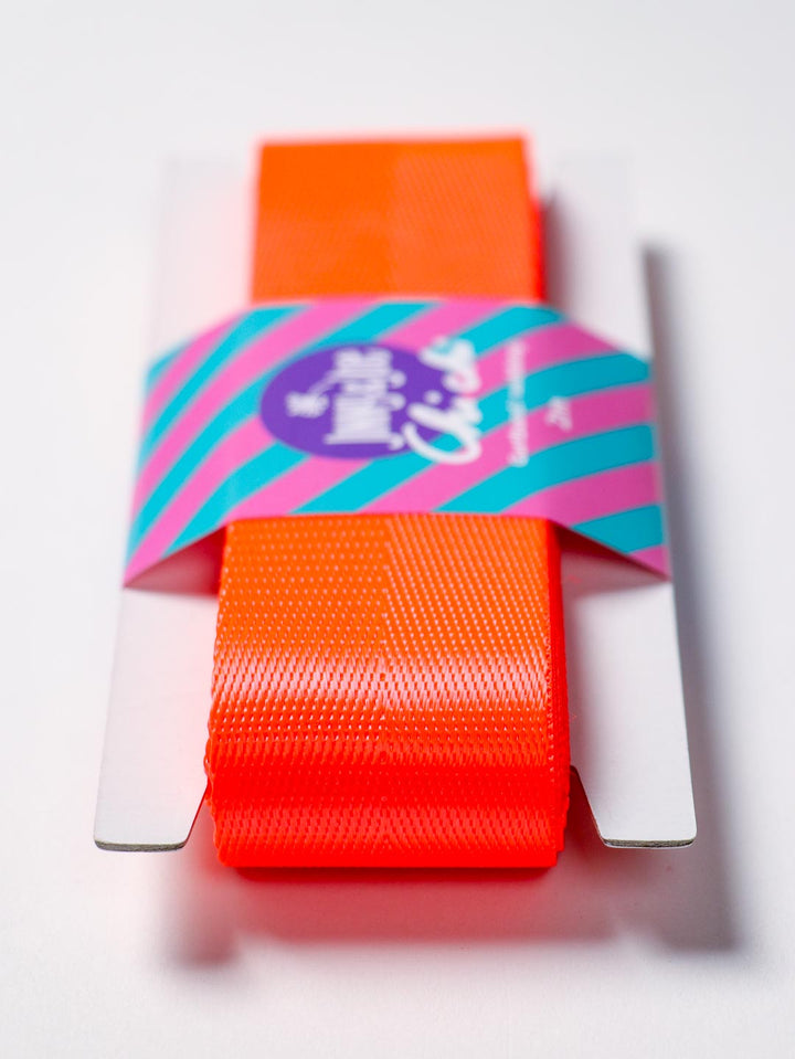 J&amp;J Gurtband Shiny fishbone 38mm neon orange