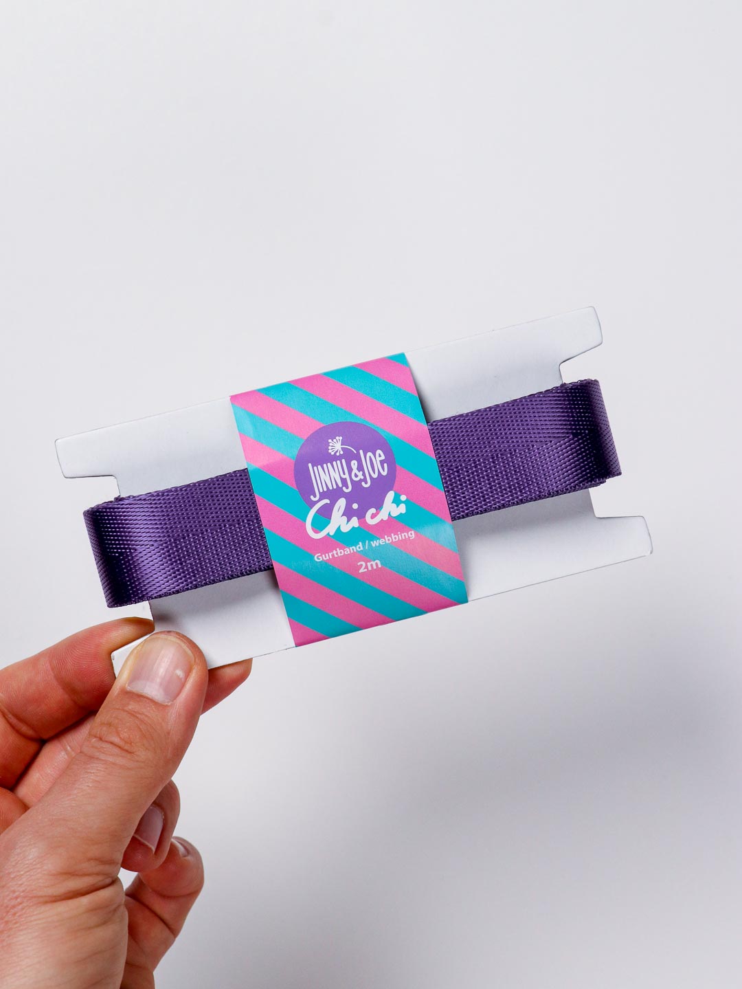J&amp;J Gurtband Shiny fishbone 25mm lila