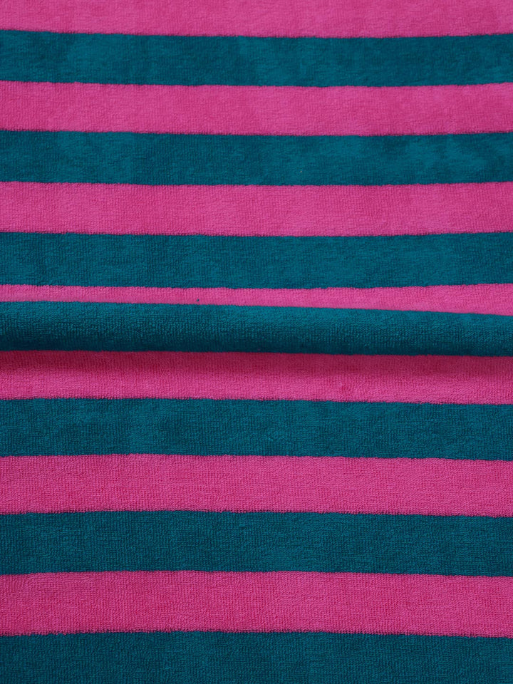 J&amp;J Bio Stretch Frottee Ringelz hellpetrol pink