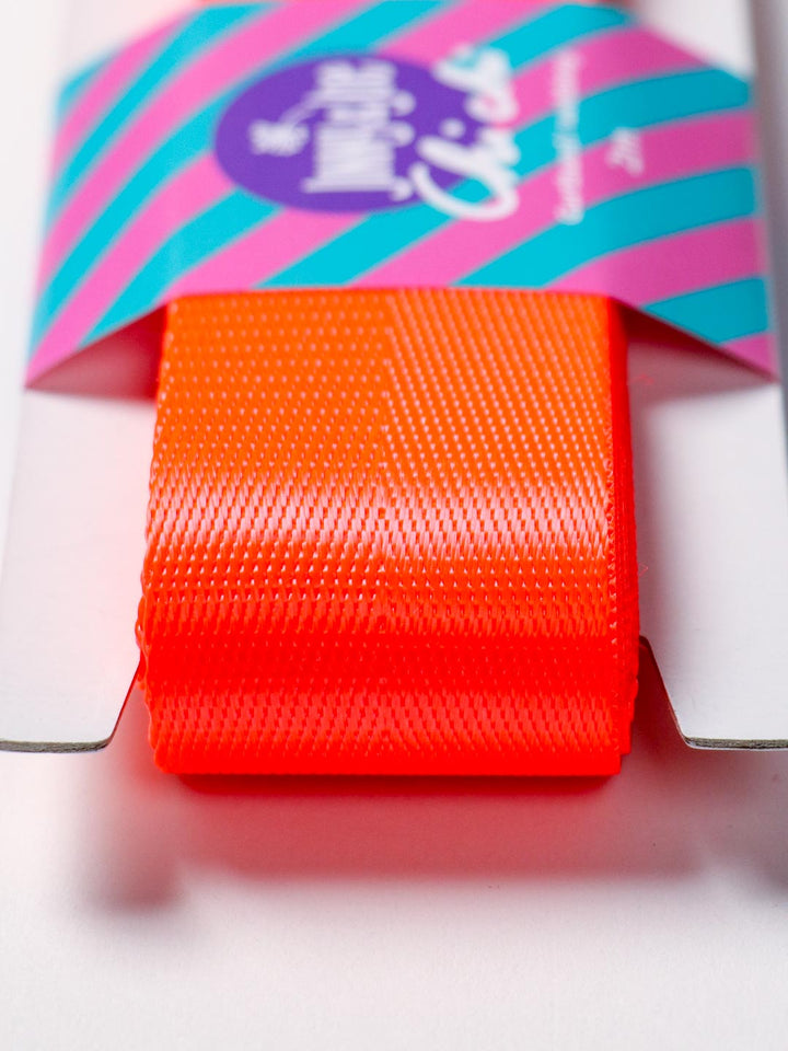 J&amp;J Gurtband Shiny fishbone 38mm neon orange