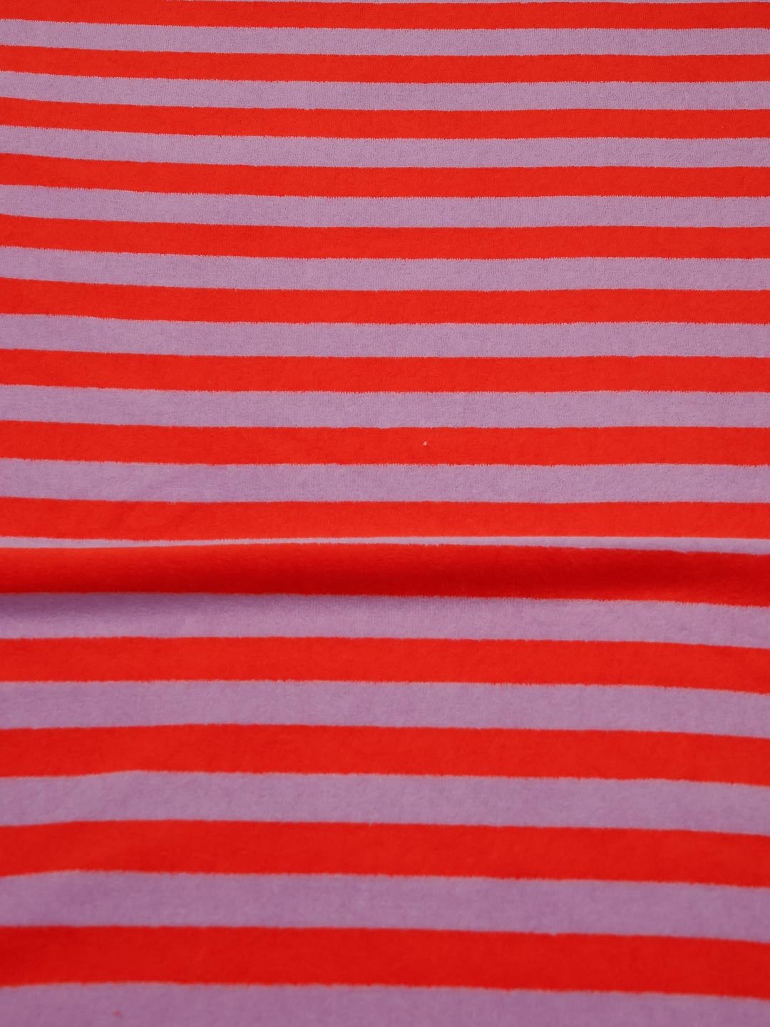 J&amp;J Bio Stretch Frottee Ringelz flieder blutorange