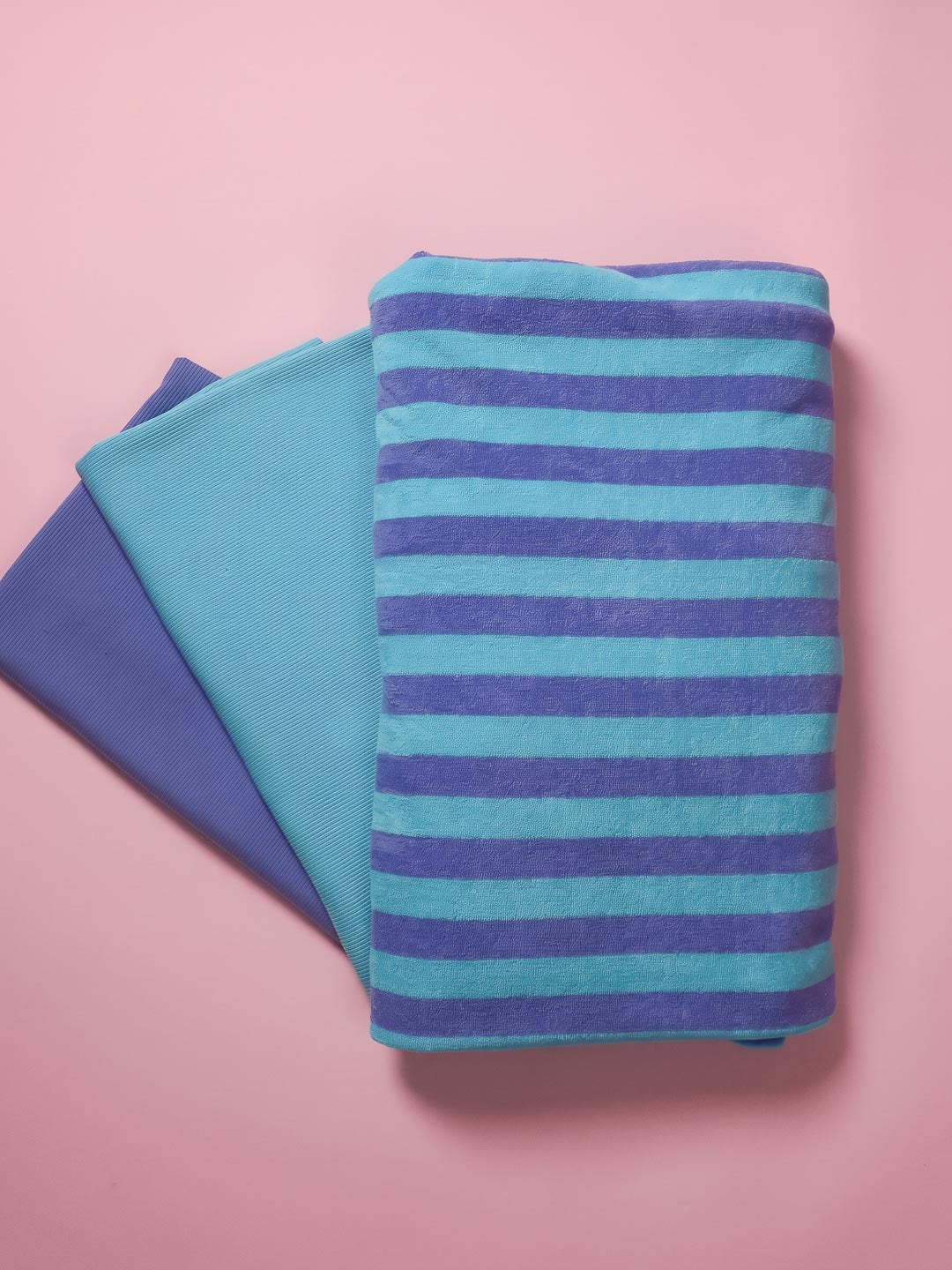 J&amp;J Bio Stretch Frottee Ringelz blueberry helltürkis