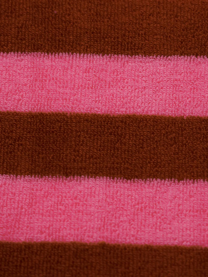 J&amp;J Bio Stretch Frottee Ringelz rosa cognac