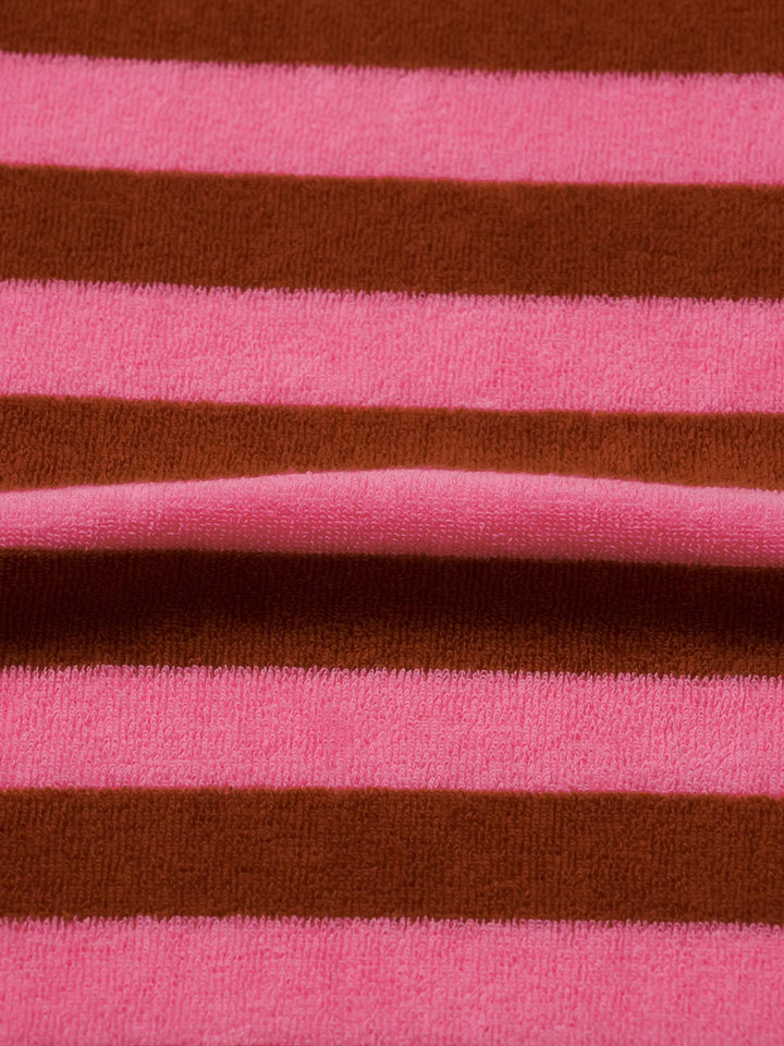J&amp;J Bio Stretch Frottee Ringelz rosa cognac