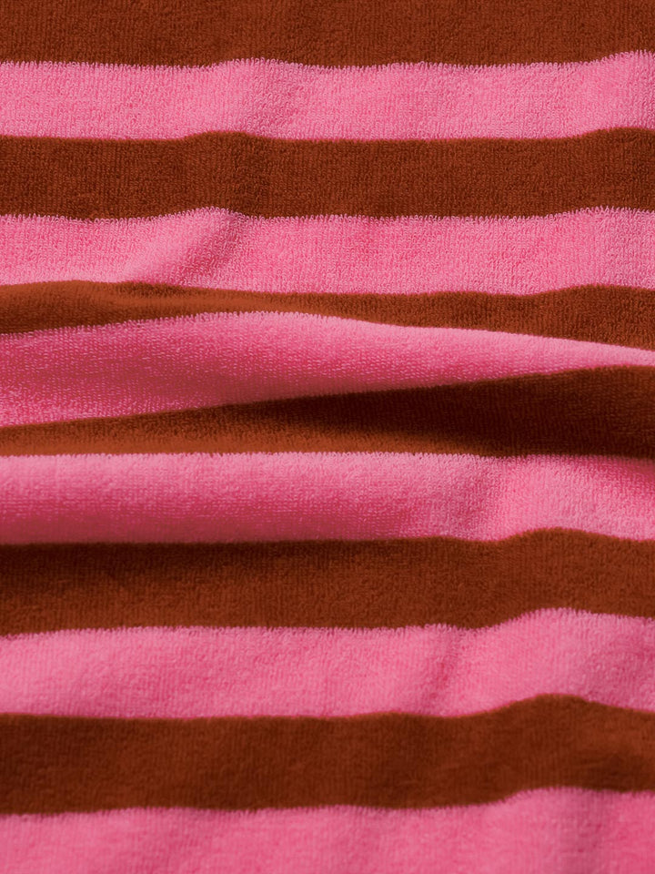 J&amp;J Bio Stretch Frottee Ringelz rosa cognac