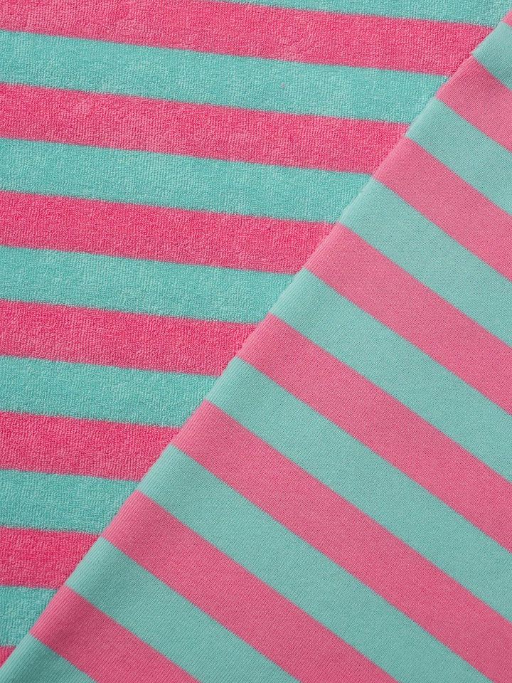 J&amp;J Bio Stretch Frottee Ringelz rosa mint