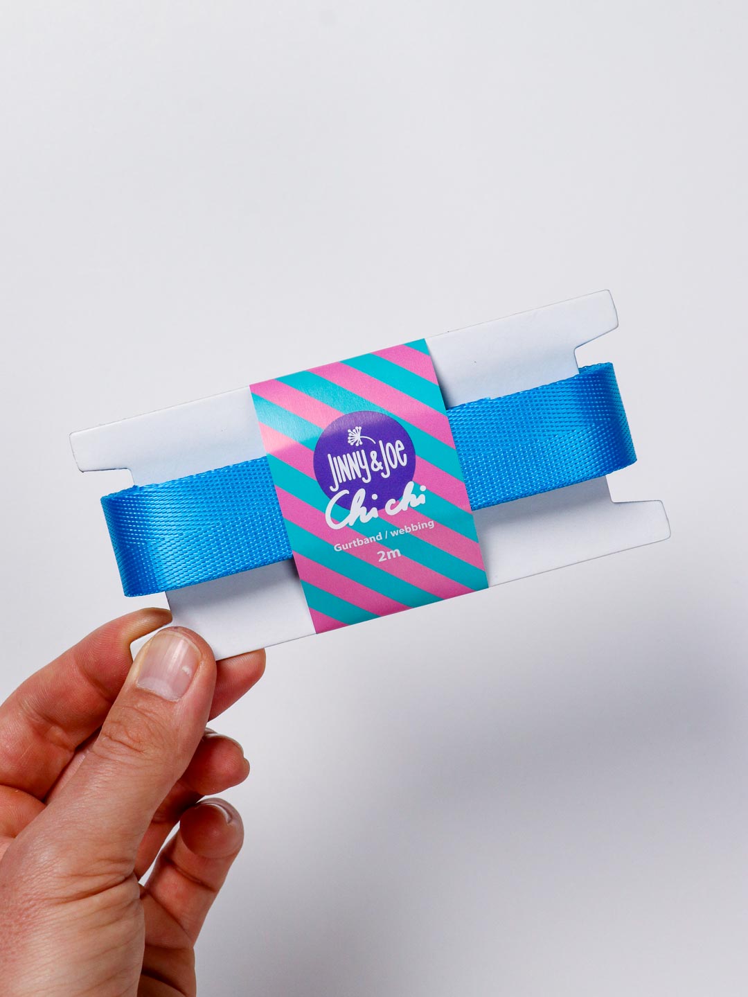 J&amp;J Gurtband Shiny fishbone 25mm türkis