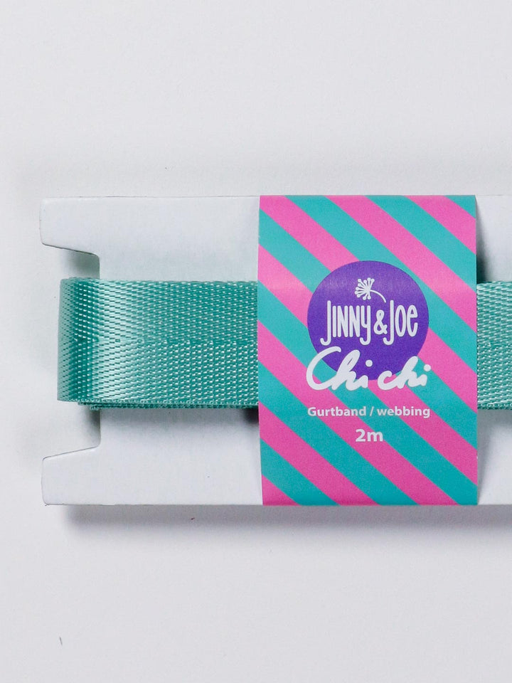 J&amp;J Gurtband Shiny fishbone 25mm aqua