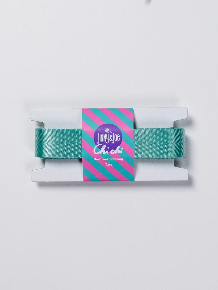 J&amp;J Gurtband Shiny fishbone 25mm aqua