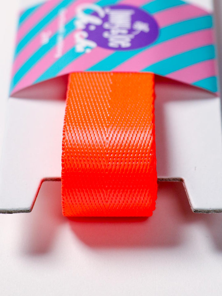 J&amp;J Gurtband Shiny fishbone 25mm neon orange