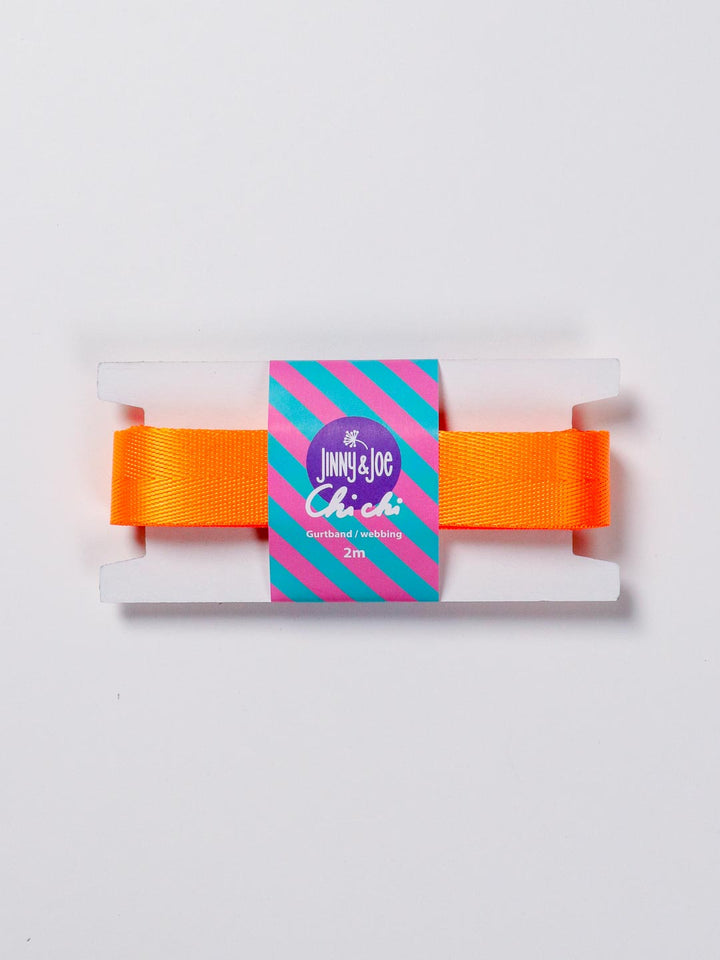 J&amp;J Gurtband Shiny fishbone 25mm neon orange hell