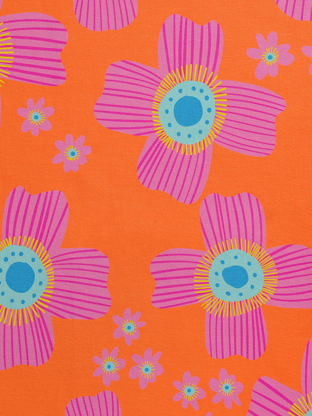 J&amp;J Bio Jersey Floral Pop orange