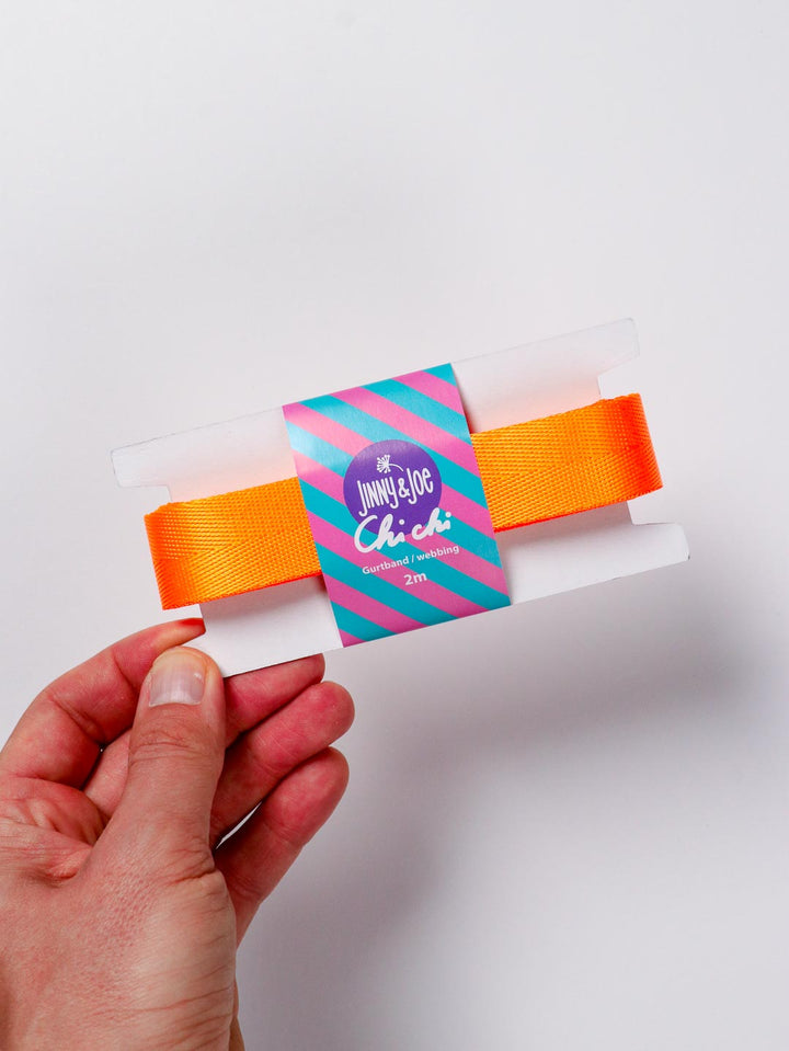 J&amp;J Gurtband Shiny fishbone 25mm neon orange hell