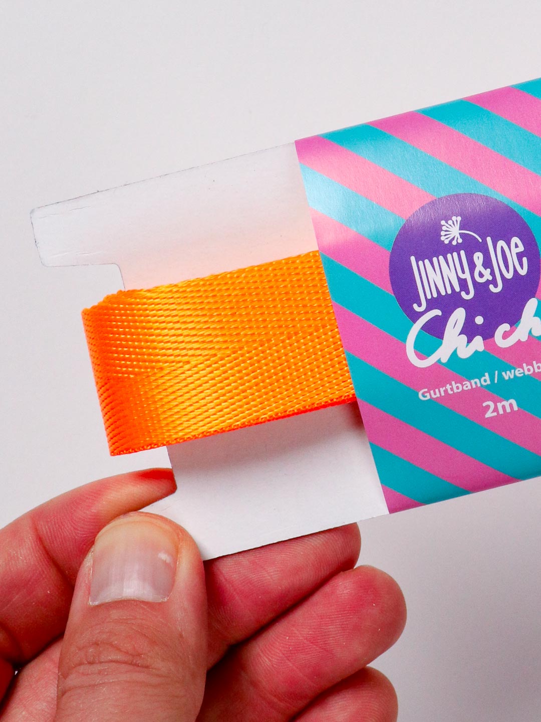J&amp;J Gurtband Shiny fishbone 25mm neon orange hell