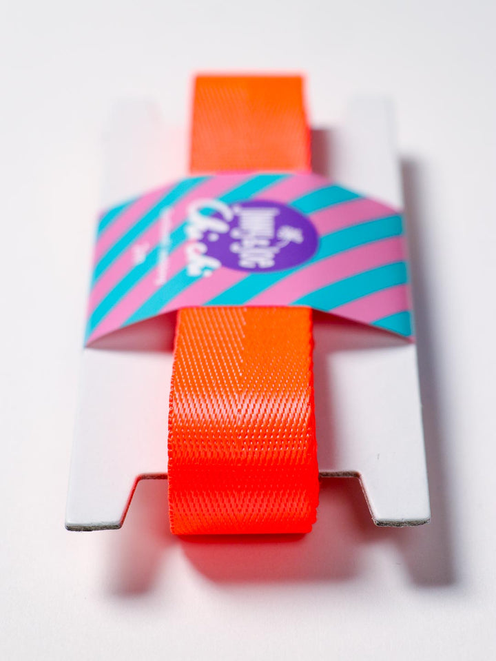 J&amp;J Gurtband Shiny fishbone 25mm neon orange