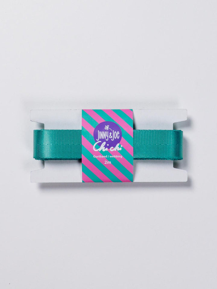 J&amp;J Gurtband Shiny fishbone 25mm emerald