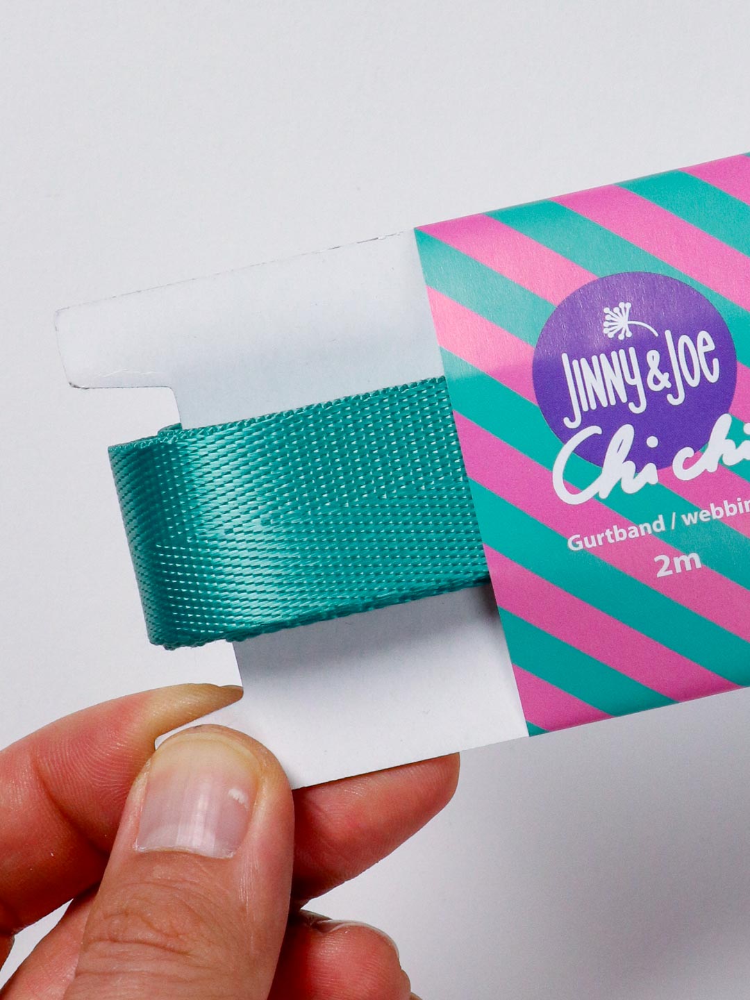 J&amp;J Gurtband Shiny fishbone 25mm emerald