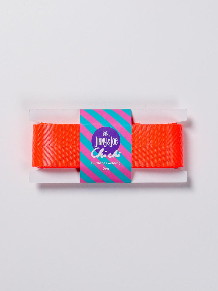 J&amp;J Gurtband Shiny fishbone 38mm neon orange